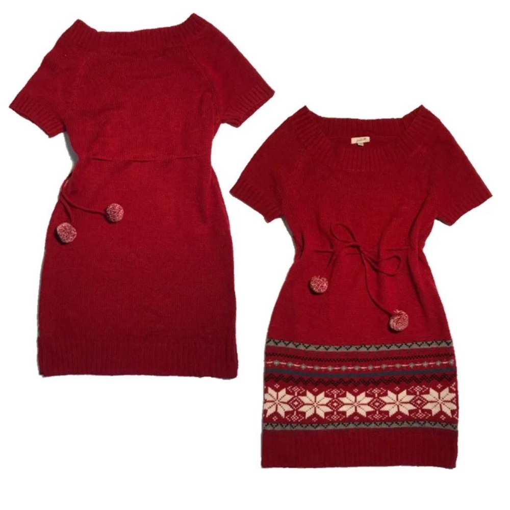 Holiday pompom knit sweater dress FINAL PRICE DROP